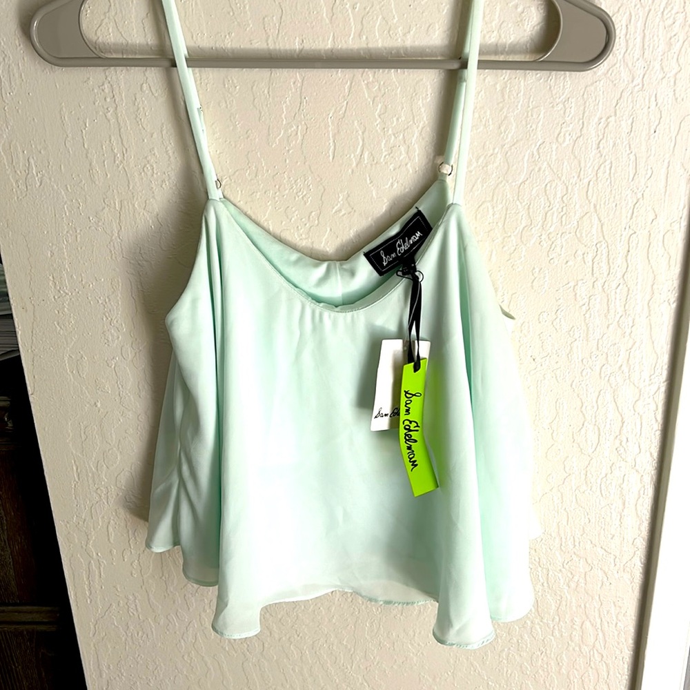 Sam Edelman Sea foam green chiffon crop top NWT